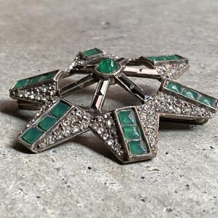 Art Deco French Rene Mittler Metal Glass Broochʥ롦ǥ ե  ߥåȥ졼 ᥿ 饹 ֥ 