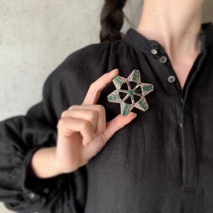 Art Deco French Rene Mittler Metal Glass Broochʥ롦ǥ ե  ߥåȥ졼 ᥿ 饹 ֥ 