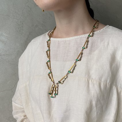 Art Deco French Metal Glass Necklace（1930年代 フランス メタル ガラス ネックレス） - JeJe  PIANO ONLINE BOUTIQUE 神戸のアンティーク時計,ジュエリー,ファッション専門店