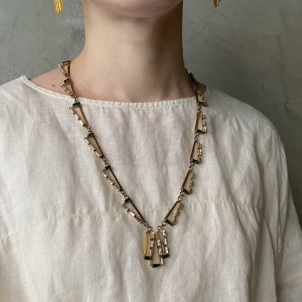 Art Deco French Metal Glass Necklaceʥ롦ǥ ե ᥿ 饹 ͥå쥹