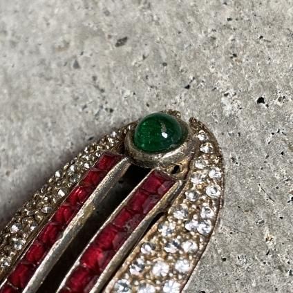 Art Deco French Rene Mittler Metal Glass Broochʥ롦ǥ ե  ߥåȥ졼 ᥿ 饹 ֥