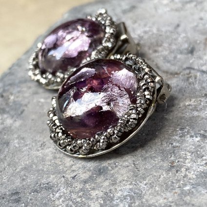 1950's French Louis Rousselet Purple Glass Earrings1950ǯ ե 륤졼 ѡץ륬饹 󥰡 