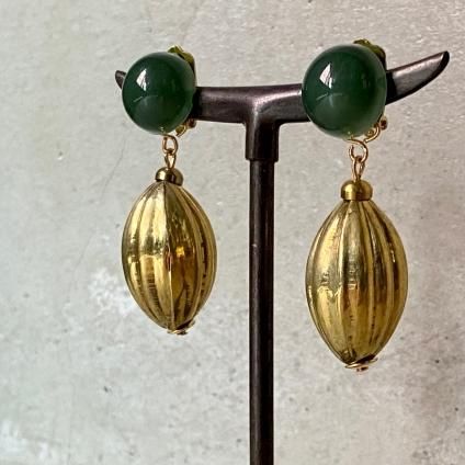 1960's French Green Old Plastic Metal Earrings1960ǯ ե ꡼ ɥץ饹å ᥿ 󥰡Dead Stock