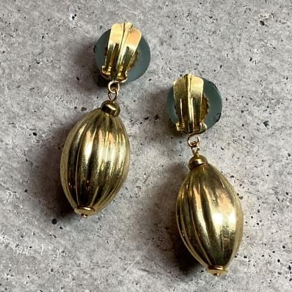 1960's French Green Old Plastic Metal Earrings1960ǯ ե ꡼ ɥץ饹å ᥿ 󥰡Dead Stock