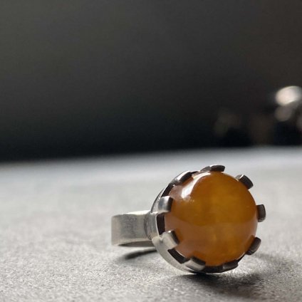 1960's Sacandinavian Silver Amber Ring1960ǯ ̲ С  󥰡