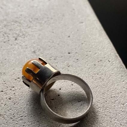 1960's Sacandinavian Silver Amber Ring（1960年代 北欧 シルバー