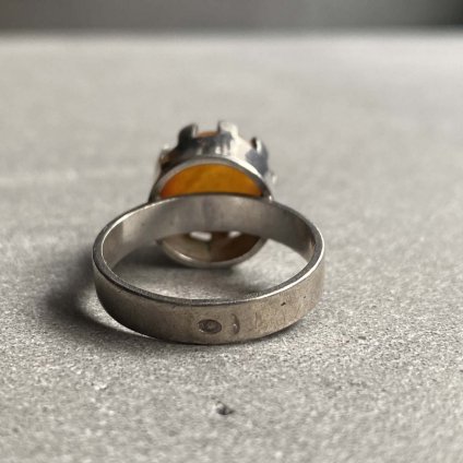1960's Sacandinavian Silver Amber Ring（1960年代 北欧 シルバー