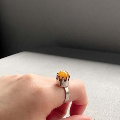 1960's Sacandinavian Silver Amber Ring（1960年代 北欧 シルバー