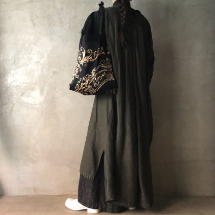 Vintage Scarf & Linen Marche Bag（ヴィンテージスカーフ＆リネン マルシェバッグ）B2