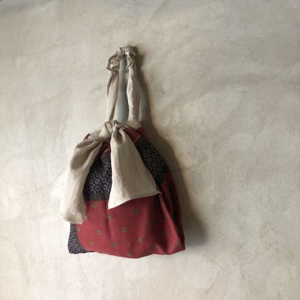 Vintage Scarf & Linen Marche Bag（ヴィンテージスカーフ＆リネン マルシェバッグ）N3