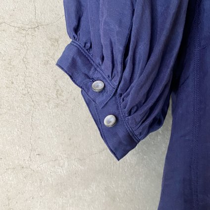  suzuki takayuki puff-sleeve blouse（スズキタカユキ  パフスリーブブラウス）Navy