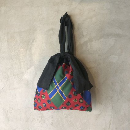 Vintage Scarf & Linen Marche Bag（ヴィンテージスカーフ＆リネン マルシェバッグ）B6