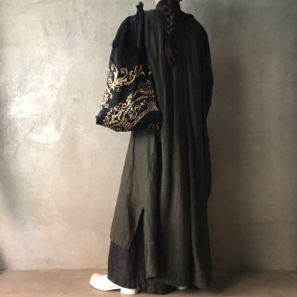 Vintage Scarf & Linen Marche Bag（ヴィンテージスカーフ＆リネン マルシェバッグ）B9