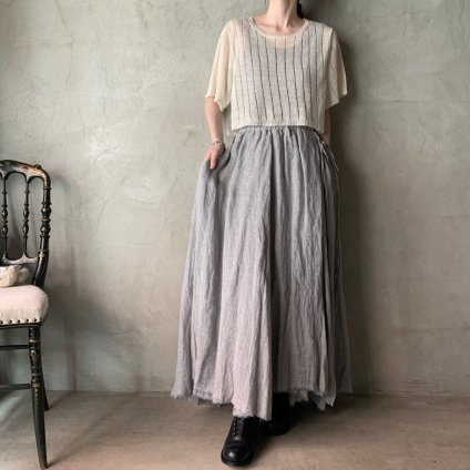  suzuki takayuki long skirt �（スズキタカユキ ロングスカート）misty/blue-grey stripe