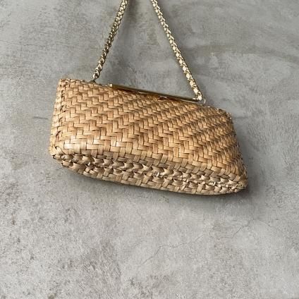 1970's Italy Rattan Square Buckle Shoulder Bag1970ǯ ꥢ  Хå Хåˡ