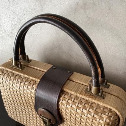 1970's Italy Rattan Leather Hand Bag1970ǯ ꥢ  쥶 ϥɥХåˡ