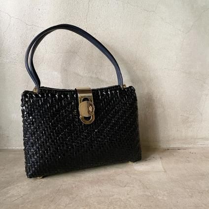 1970's Italy Rattan Black Hand Bag1970ǯ ꥢ   ֥å ϥɥХåˡ