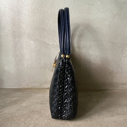 1970's Italy Rattan Black Hand Bag（1970年代 イタリア 籐  ブラック ハンドバッグ）　