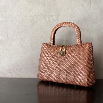 1970's Rattan Brown Hand Bag1970ǯ ꥢ  ֥饦 ϥɥХåˡ