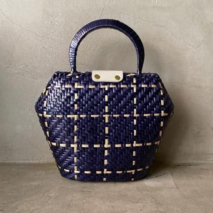 1970's Italy Rattan Plaid Hand Bag1970ǯ ꥢ  å ϥɥХåˡ