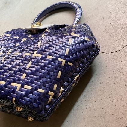 美品 Rattan Plaid Hand Bag Italy 籐 ハンドバッグ 1970's Rattan Plaid Hand Bag（1970年代 籐 チェック柄