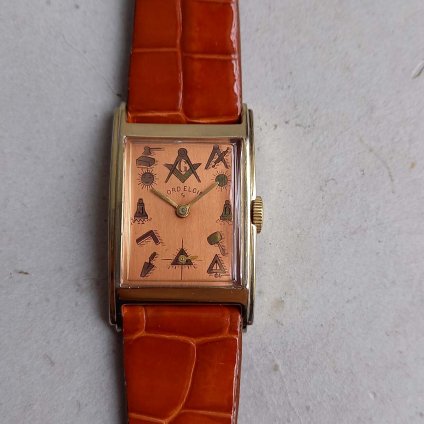14金張 手巻腕時計 秘密結社KKK 1940年エルジン フリーメイソン