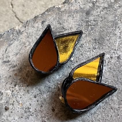 1970's French Irena Jaworska Acetate Mirror Earringsʥե 졼ʡܥ륹 ơ ߥ顼 󥰡Dead Stock