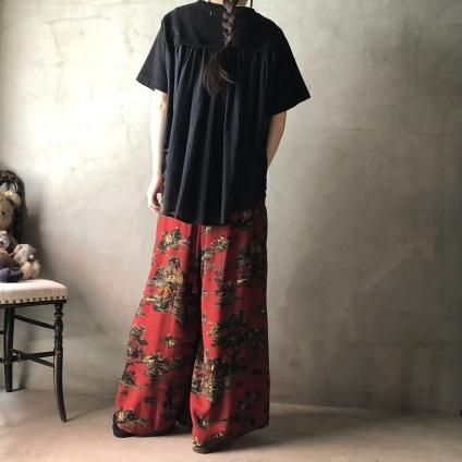 Vintage Hunting Landscape Print Skirt Style Wide Pantsʥơ ʥץ ȥ 磻ɥѥ 