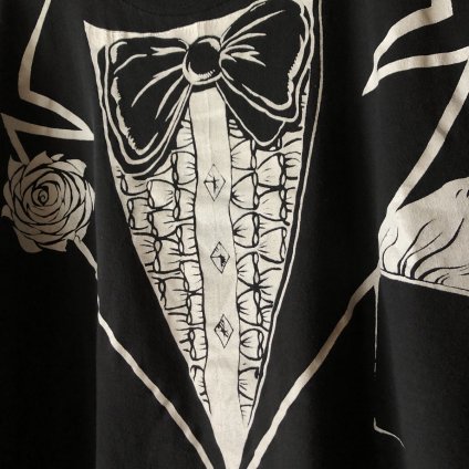 80's Vintage Screen Print Black Tie Design T-shirt80ǯ ơ ޤ ɥǥ Tġ