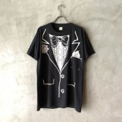 80's Vintage Screen Print Black Tie Design T-shirt（80年代 ヴィンテージ だまし絵 タキシードデザイン Tシャツ）