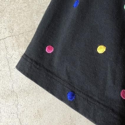 USA Vintage Multicolor Dot Embroidery T-shirtUSAơ ޥ顼 ɥåȻɽ Tġ