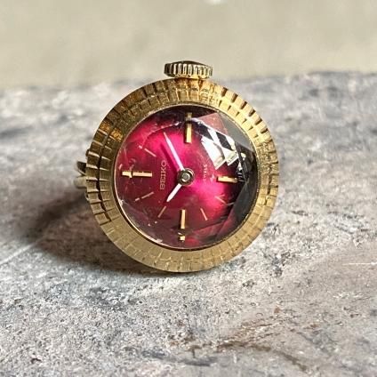 希少・美品】セイコー リングウォッチ 手巻き パープル文字盤 稼動品