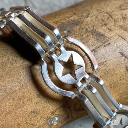 1940's French Metal Star Bracelet（1940年代 フランス メタル 星 ブレスレット /シルバー）Dead Stock
