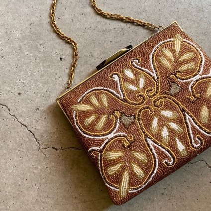 1960's Beads Embroidery Brown Bag1960ǯ ӡɽ ֥饦Хåˡ