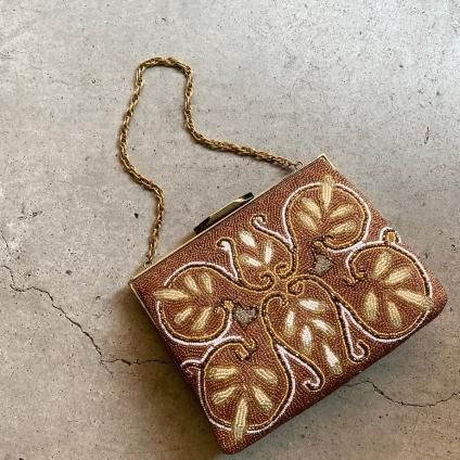 1960's Beads Embroidery Brown Bag1960ǯ ӡɽ ֥饦Хåˡ