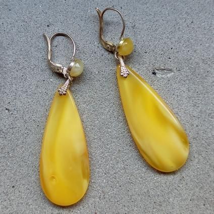 1930's France Yellow Glass Earringsʥե  饹 ԥDead Stock