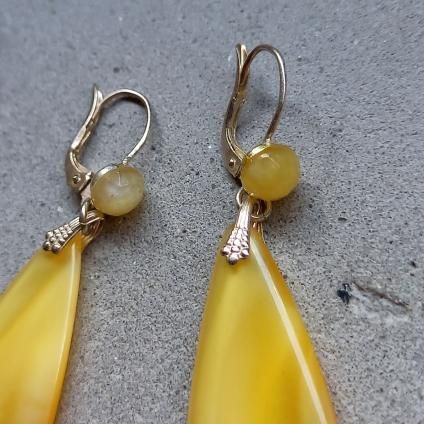 1930's France Yellow Glass Earringsʥե  饹 ԥDead Stock