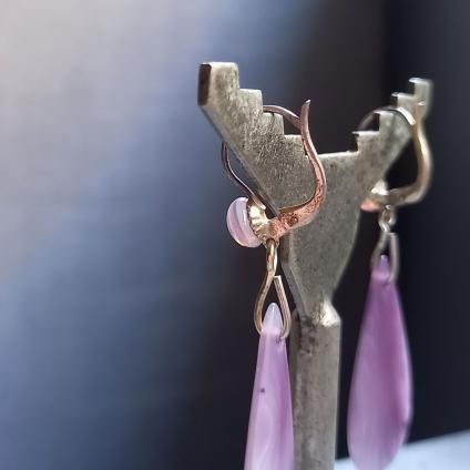 1930's France Purple Glass Earringsʥե ѡץ 饹 ԥDead Stock