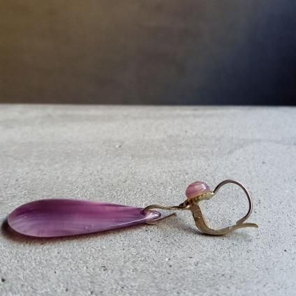 1930's France Purple Glass Earringsʥե ѡץ 饹 ԥDead Stock