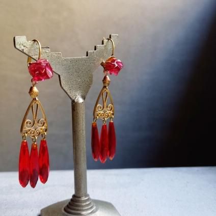 1930's Art Deco Glass Earringsʥǥ 饹 ԥDead Stock