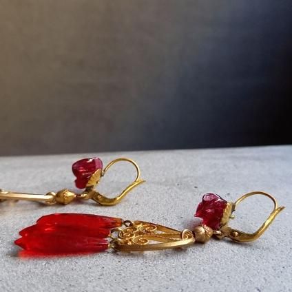 1930's Art Deco Glass Earrings(アールデコ ガラス ピアス 1930's Art Deco Glass Earrings(アールデコ ガラス ピアス