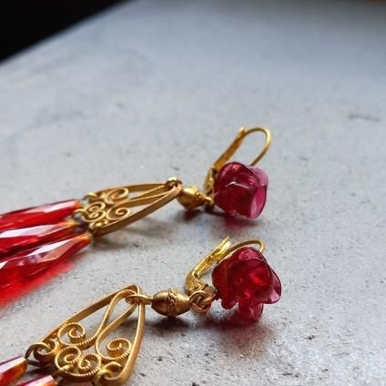 1930's Art Deco Glass Earrings(アールデコ ガラス ピアス 1930's Art Deco Glass Earrings(アールデコ ガラス ピアス