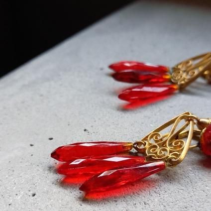 1930's Art Deco Glass Earringsʥǥ 饹 ԥDead Stock