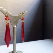 1930's France Red Glass Earrings（フランス レッド ガラス ピアス）Dead Stock