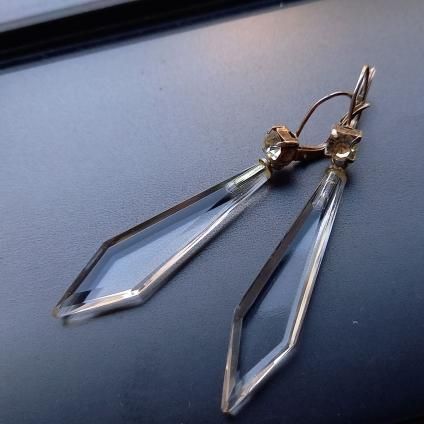 1930's France Clear Glass Earringsʥե ꥢ 饹 ԥDead Stock