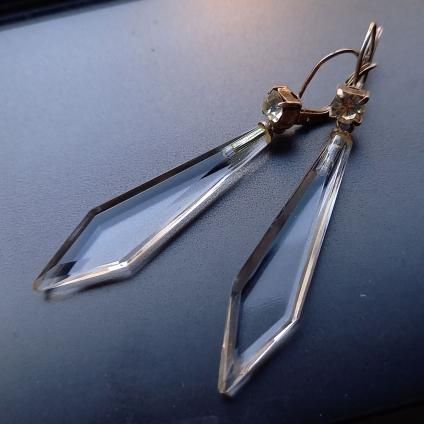 1930's France Clear Glass Earringsʥե ꥢ 饹 ԥDead Stock