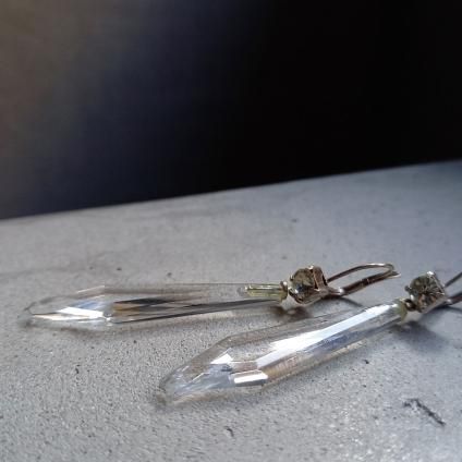 1930's France Clear Glass Earringsʥե ꥢ 饹 ԥDead Stock