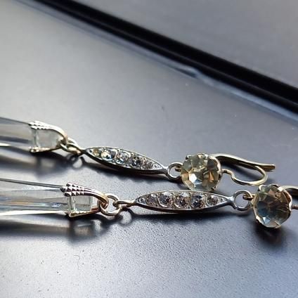 1930's France Clear Glass Earringsʥե ꥢ 饹 ԥDead Stock