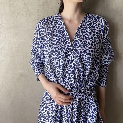 Vintage Animal Pattern Dyed Print Dolman One pieceʥơ ˥ޥ ץ ɥޥԡ