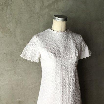 Vintage Jacquard Chain Pattern All White Long Dress（ヴィンテージジャガード チェーン柄 オールホワイト ロングドレス）